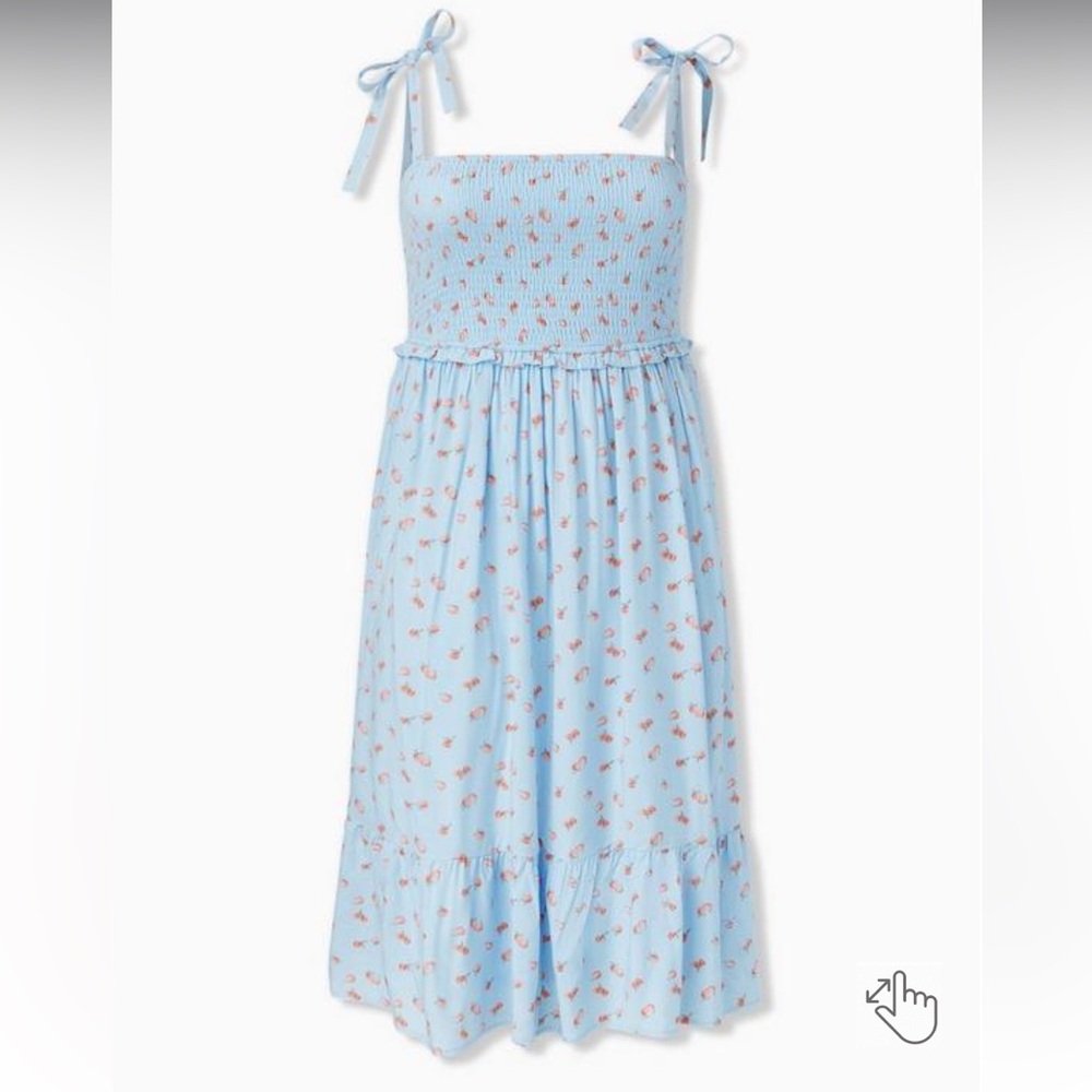 torrid Light Blue Midi Dress with Peach 🍑 Print